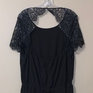 Loft Black Jumpsuit with Lace Keyhole Back